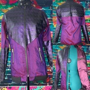 Black and purple iridescent leather  skull jacket